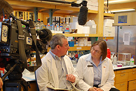 Autism researchers Dr. James Millonig of UMDNJ-Robert Wood Johnson Medical School and Dr. Linda Brzustowicz of Rutgers University and UMDNJ-NJ Medical School in their lab in Piscataway, NJ. 